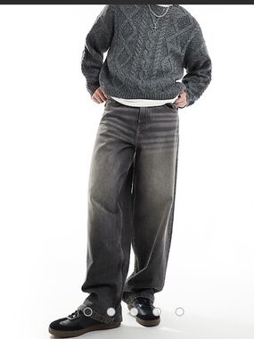 ASOS Wide Leg Jeans 36 x 34 baggy relaxed charcoal gray